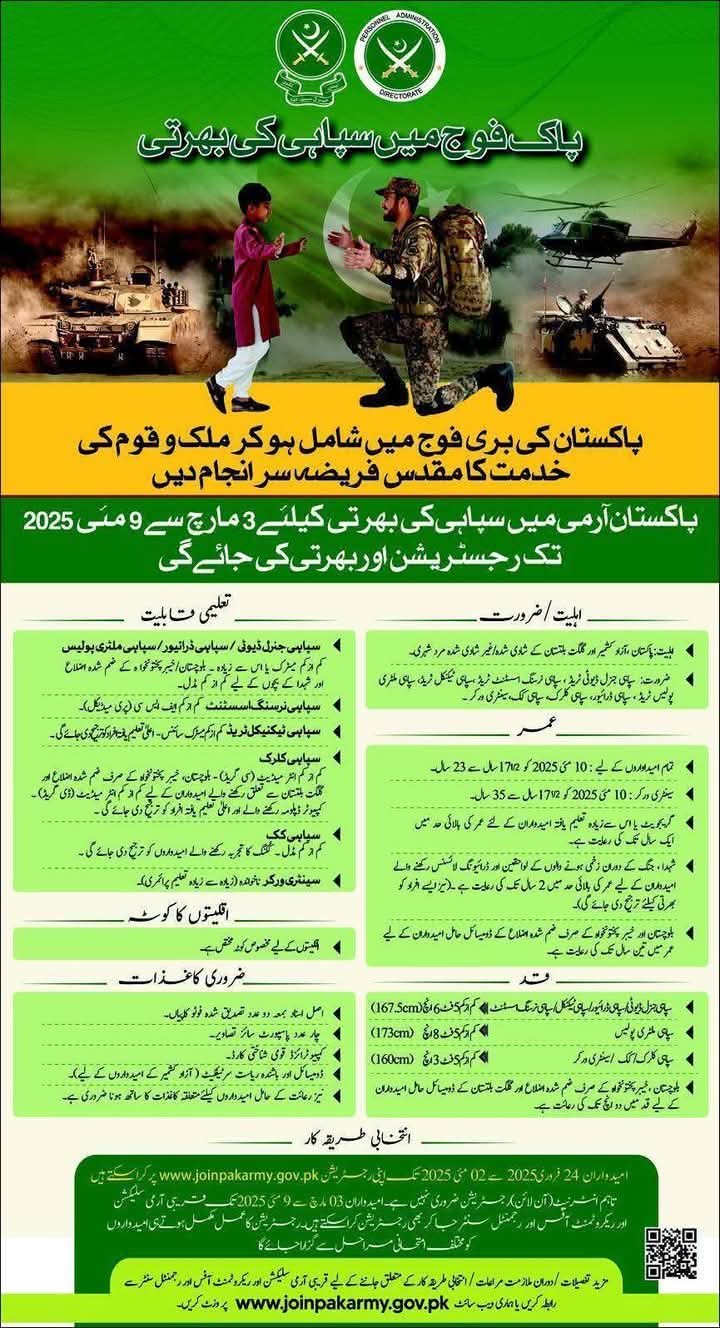 Pak Army Job 2025 Online Apply - Soldier Recruitment